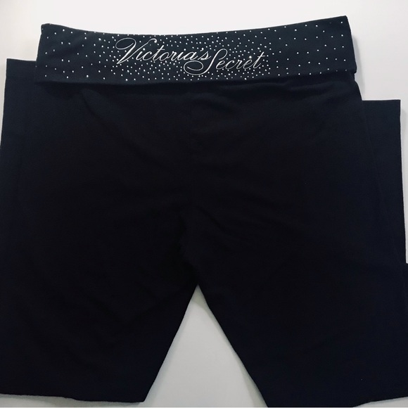 ❤️‍🔥SOLD❤️‍🔥VICTORIA’S SECRET BLING BLACK/SILVER RHINESTONE LEGGINGS-EUC - Picture 2 of 8